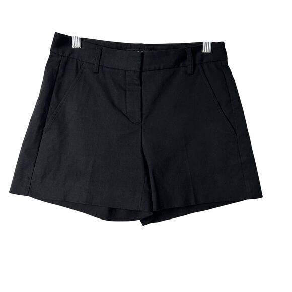 Theory Black Cotton Mini Shorts Size 2 Mid Rise Flat Front Pockets - Picture 1 of 6